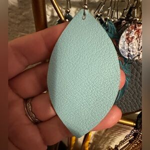 Elegant Blue Leather Earrings